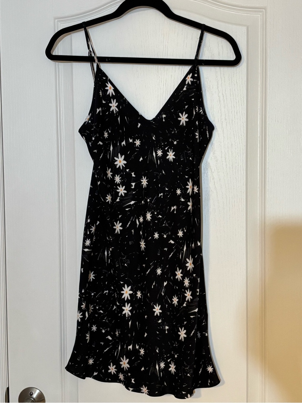 Wilfred Black Slip Dress with White Daisy Print